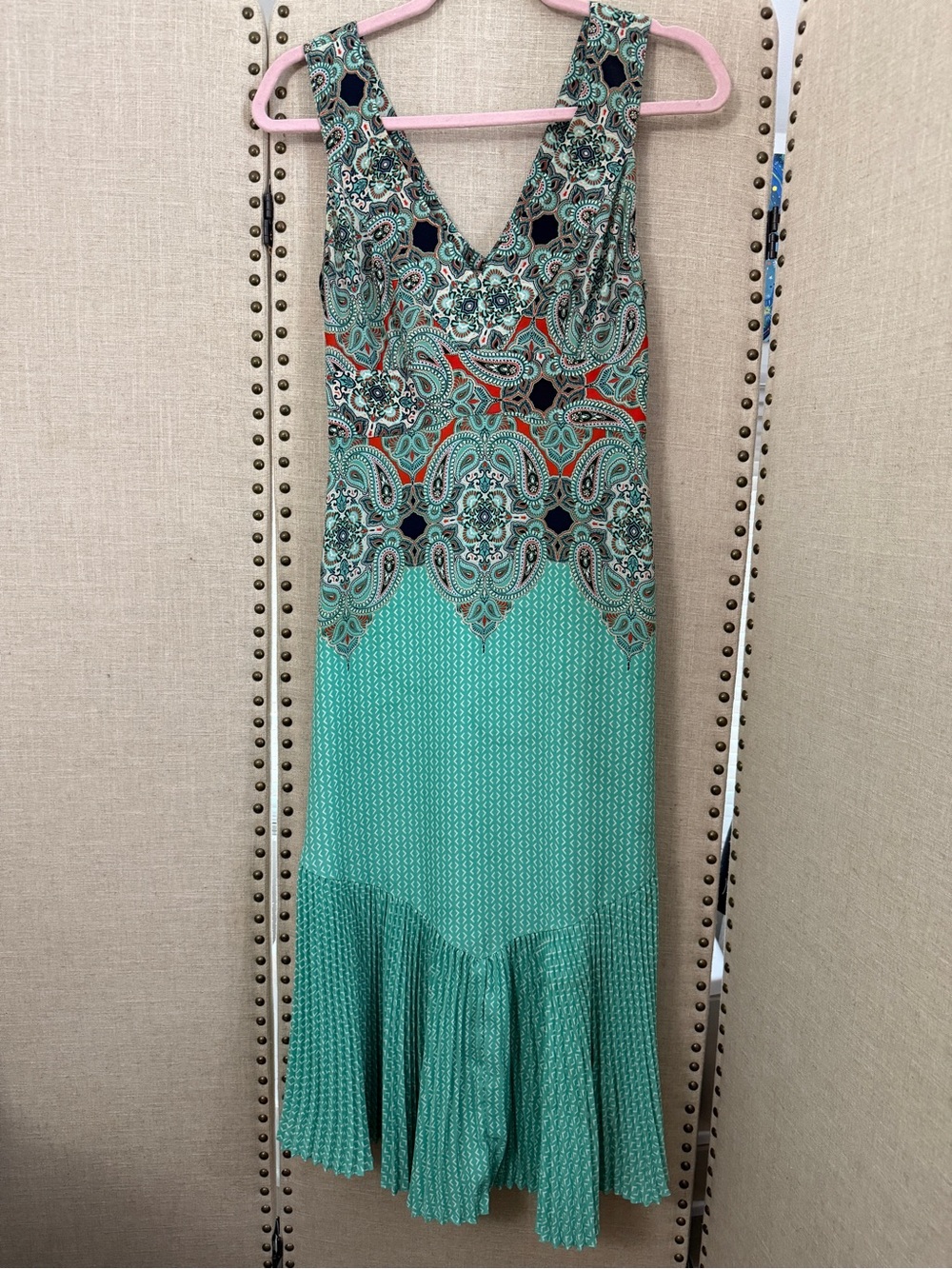 Maeve Teal Paisley V-Neck Maxi Dress